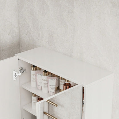 Szafka łazienkowa 60x60x22 cm z lustrem – biała, 2 drzwi, nowoczesny design