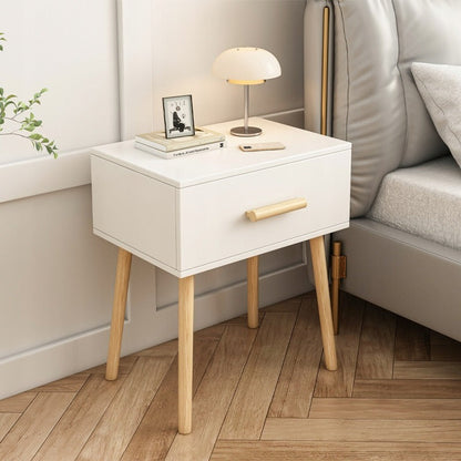 Szafka nocna biała z szufladą – loft skandynawski, idealna do sypialni glamour