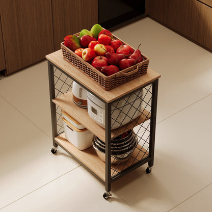 Szafka mobilna/ wózek kuchenny na kółkach jasny brąz - 60 cm