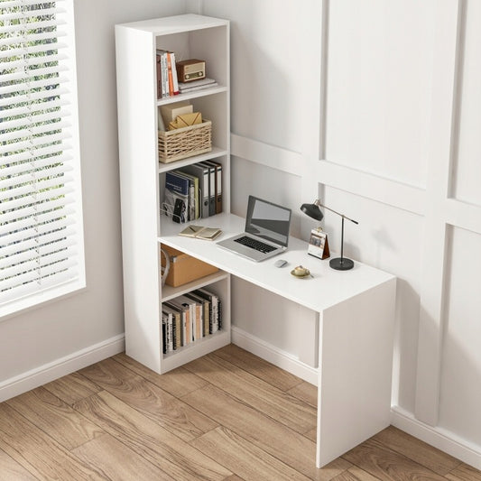 Biurko komputerowe nowoczesne z półkami skandynawski młodzieżowe białe