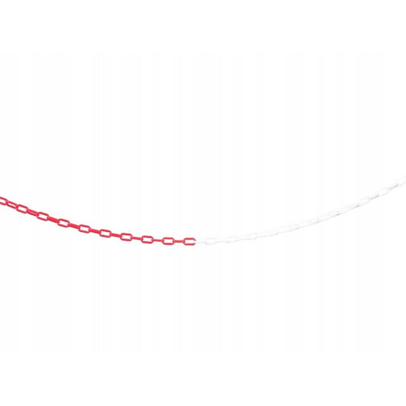 Łańcuch plastikowy 25 m blokujący 6 mm ostrzegawczy biało-czerwony