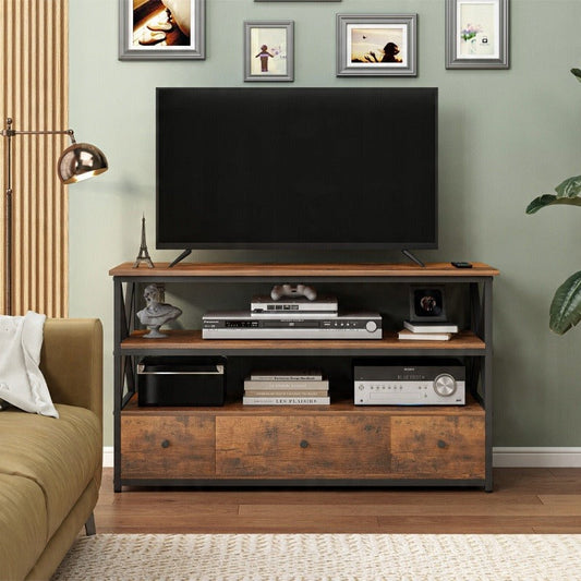 Szafka telewizyjna loft 110 cm – do salonu, z półkami i szufladami