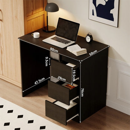 Biurko komputerowe stolik czarne młodzieżowe nowoczesne z szufladami loft