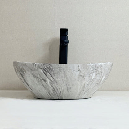 Umywalka nablatowa ceramiczna stawiana 42x34 cm imitacja kamienia okrągła