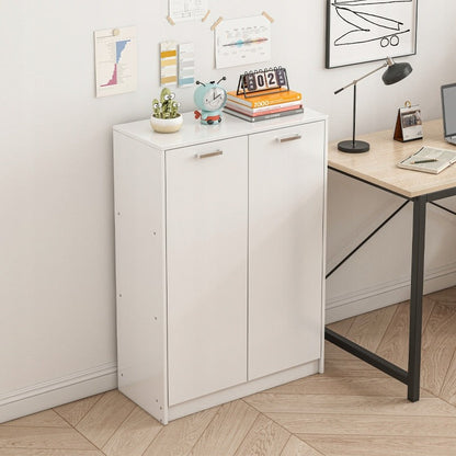 Biała szafka biurowa loft 108 cm – 2 drzwi, przestronne półki, niezależna