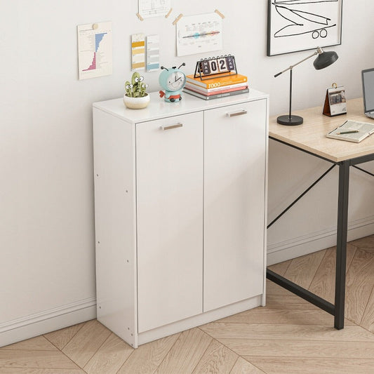 Biała szafka biurowa loft 108 cm – 2 drzwi, przestronne półki, niezależna