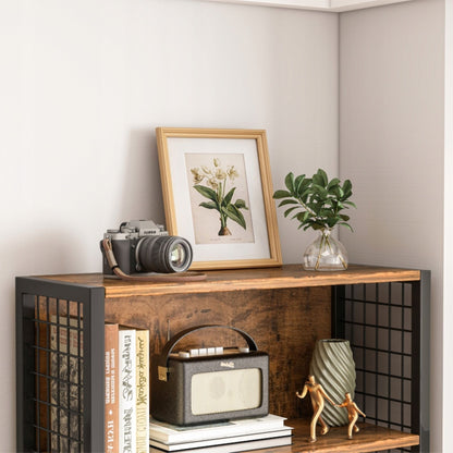 Szafka industrialna 74x30x155 cm – 5 półek, MDF i metal, styl loftowy