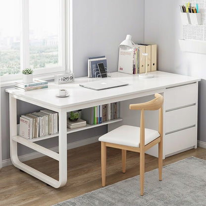 Biurko komputerowe loft białe 3 półki skandynawski nowoczesne 120 cm