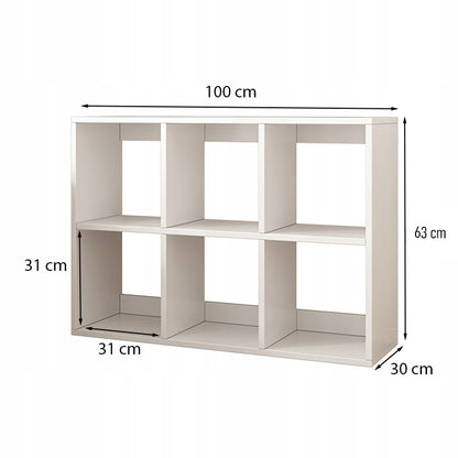 Regał biblioteczka z 6 półkami, biała - 100x67 cm