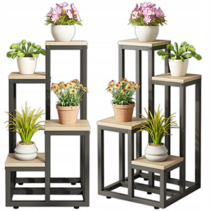 Metalowy stojak na rośliny 4 poziomy – elegancki regał na doniczki do domu i ogrodu