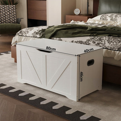 Drewniana duża skrzynia do przechowywania biała kufer na pościel loft 80 cm