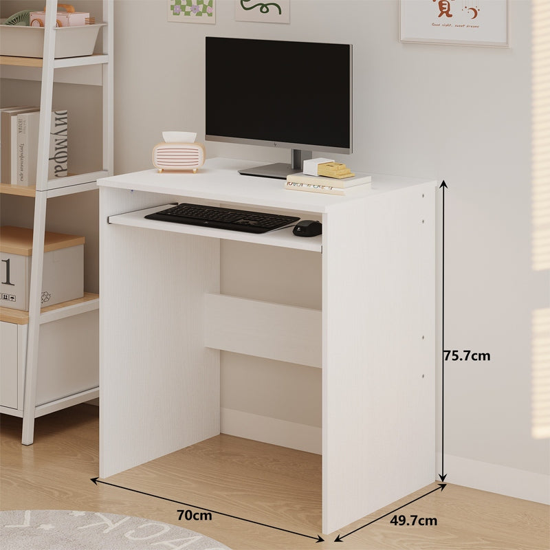 Biurko Komputerowe 70cm Białe – Półka na Klawiaturę – Mały Loft