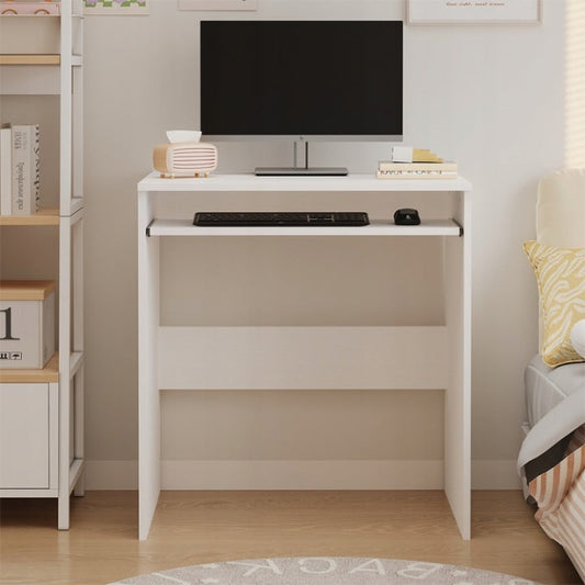 Biurko Komputerowe 70cm Białe – Półka na Klawiaturę – Mały Loft
