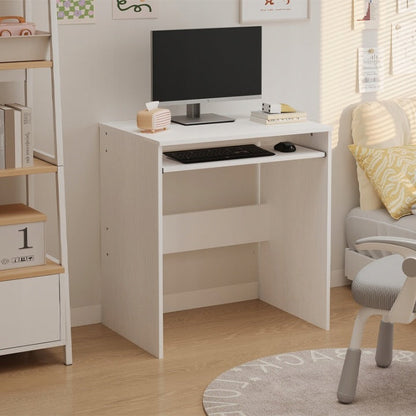 Biurko Komputerowe 70cm Białe – Półka na Klawiaturę – Mały Loft