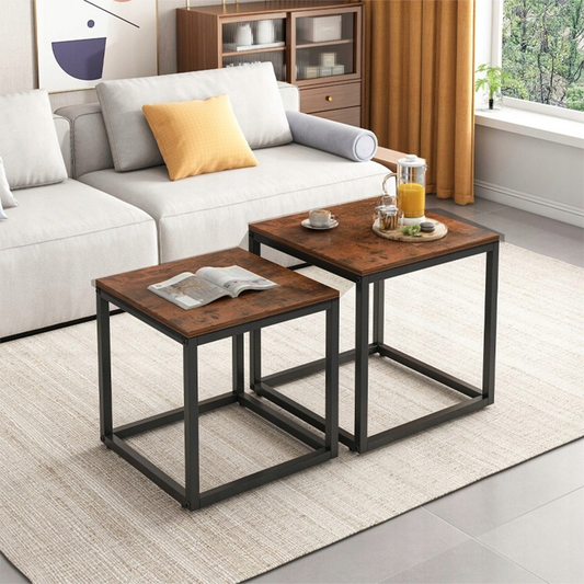 Stoliki kawowe 2w1 – loft, MDF + metal, rustykalne