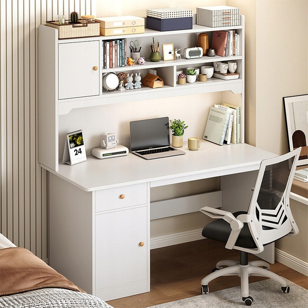 Białe biurko z półkami 120x43x165 cm – funkcjonalny i elegancki skandynawski design