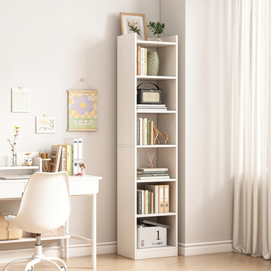 Minimalistyczny regał biały 180x40x30 cm – szafka z 7 półkami na książki