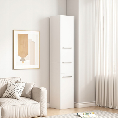 Biała szafka pionowa 170x30x30 cm – nowoczesna, 3 przegrody, funkcjonalny design