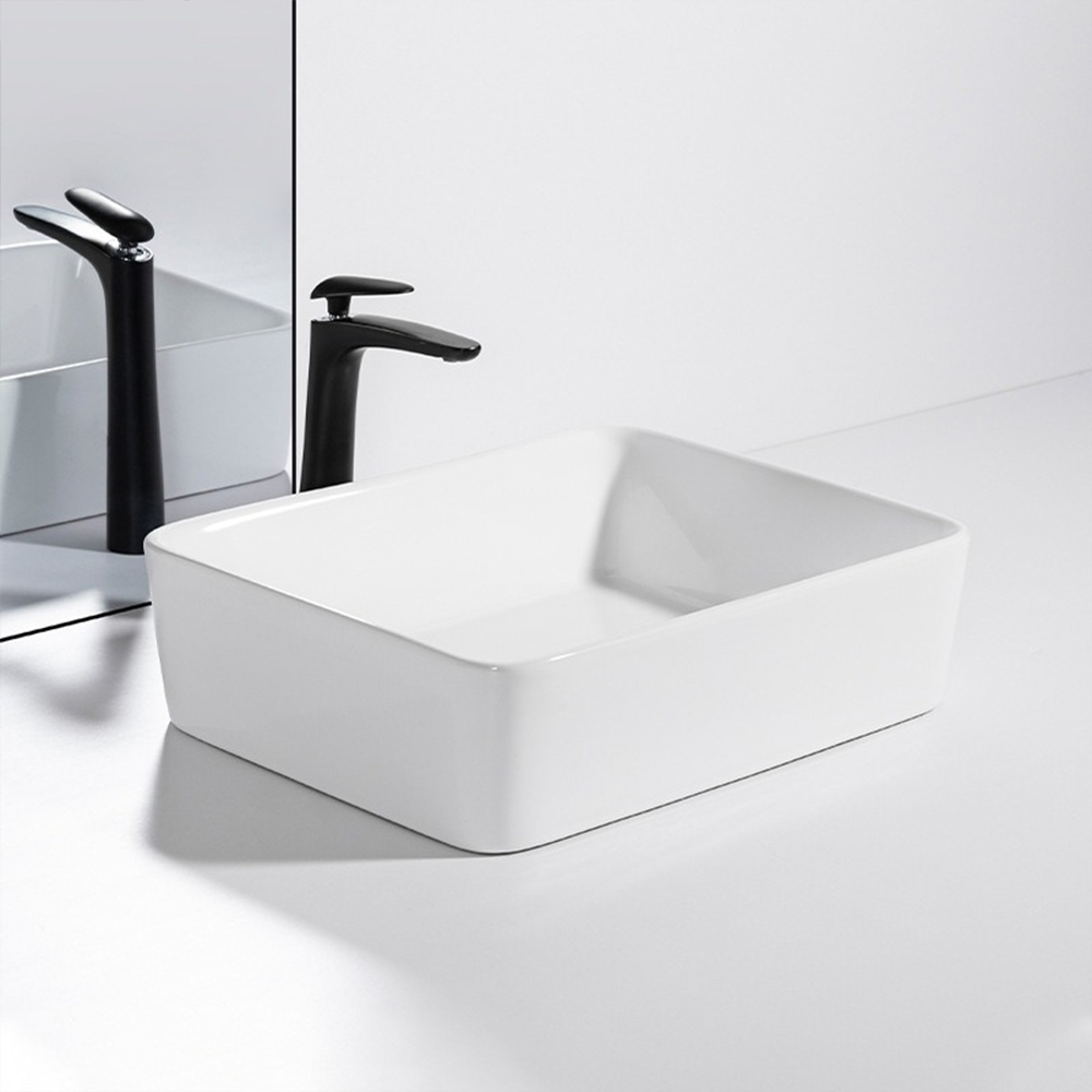 Umywalka ceramiczna Rebiko 490x380x140 mm – biała, nowoczesna i minimalistyczna