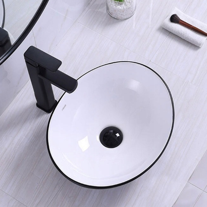 Umywalka ceramiczna Rebiko 42x34x15 cm – czarno-biała, nowoczesny design