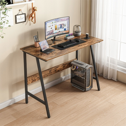 Biurko loft industrialne 100x50 cm – blat rustykalny, czarna metalowa rama