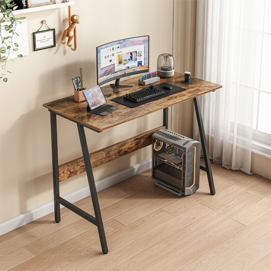 Biurko loft industrialne 100x50 cm – blat rustykalny, czarna metalowa rama