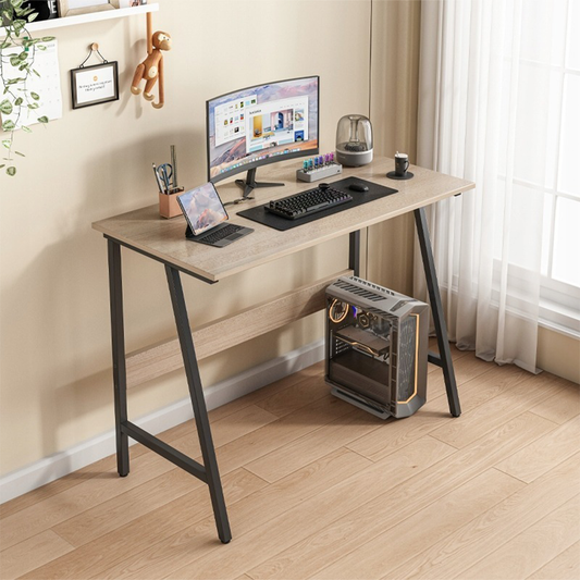 Biurko z jasnego dębu 100x50 cm – metalowa rama, styl industrialny, kompaktowe