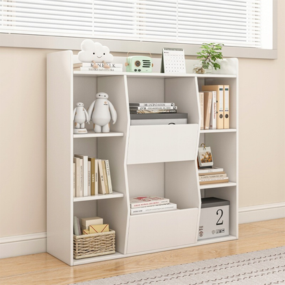 Nowoczesny regał z białej płyty MDF 106x104x30 cm – otwarte półki, minimalistyczny design