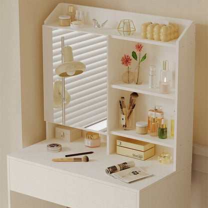 Toaletka z uchylnym lustrem i szufladą, styl Loft Glamour, 70x40x136 cm