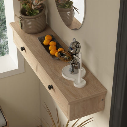 Półka Wisząca z Drzwiczkami 64 cm Jasny Brąz Szafka Ścienna Loft Nowoczesna