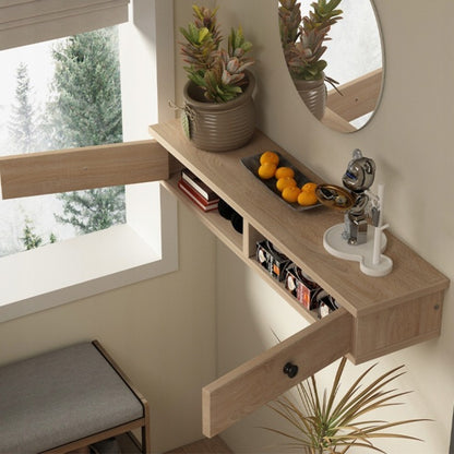Półka Wisząca z Drzwiczkami 64 cm Jasny Brąz Szafka Ścienna Loft Nowoczesna