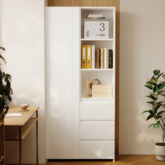 Regał Biurowy 177cm Biały – 3 Szuflady i Półki – Nowoczesny Loft
