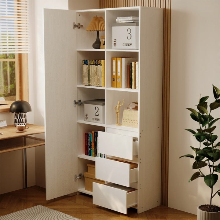 Regał Biurowy 177cm Biały – 3 Szuflady i Półki – Nowoczesny Loft