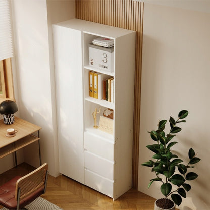 Regał Biurowy 177cm Biały – 3 Szuflady i Półki – Nowoczesny Loft