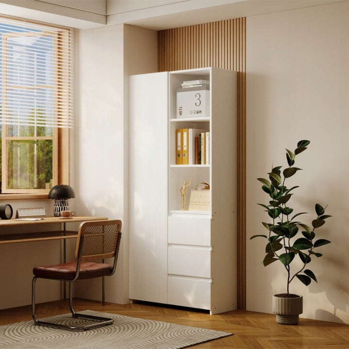Regał Biurowy 177cm Biały – 3 Szuflady i Półki – Nowoczesny Loft