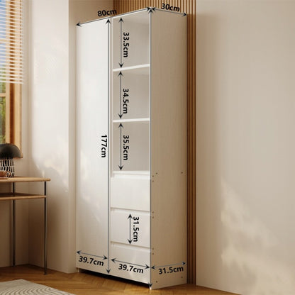 Regał Biurowy 177cm Biały – 3 Szuflady i Półki – Nowoczesny Loft