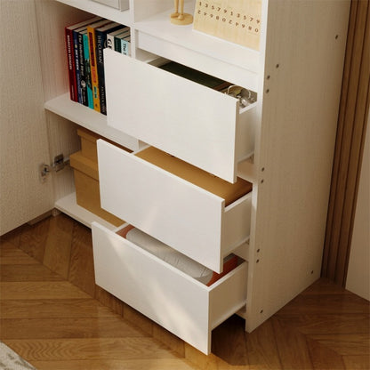 Regał Biurowy 177cm Biały – 3 Szuflady i Półki – Nowoczesny Loft