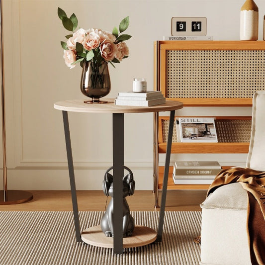Stolik Kawowy Loft 50cm – Jasny Brąz – Ława Industrialna do Salonu