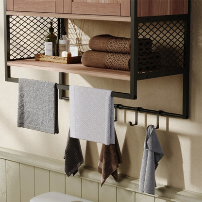 Szafka Łazienkowa Wisząca Loft 66cm – Jasny Brąz – Z Wieszakiem