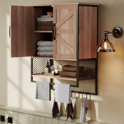 Szafka Łazienkowa Wisząca Loft 66cm – Jasny Brąz – Z Wieszakiem