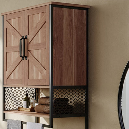 Szafka Łazienkowa Wisząca Loft 66cm – Jasny Brąz – Z Wieszakiem