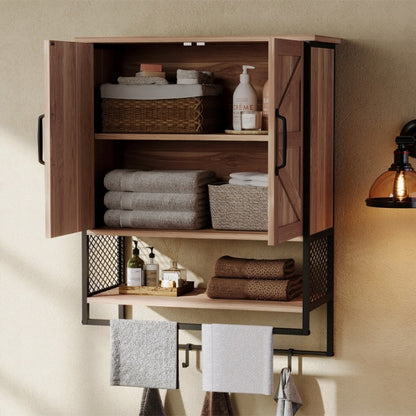 Szafka Łazienkowa Wisząca Loft 66cm – Jasny Brąz – Z Wieszakiem