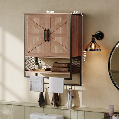 Szafka Łazienkowa Wisząca Loft 66cm – Jasny Brąz – Z Wieszakiem