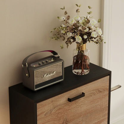 Szafka na buty jasny brąz do przedpokoju nowoczesna 3 półki uchylna stojąca