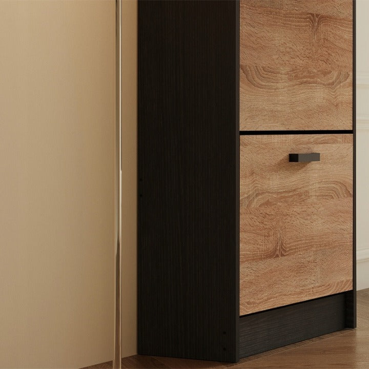 Szafka na buty jasny brąz do przedpokoju nowoczesna 3 półki uchylna stojąca