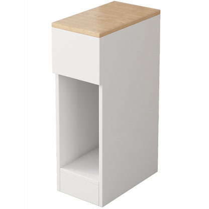 Biała szafka nocna z szufladą – 60 x 20 x 33 cm, styl loftowy, jasny dąb