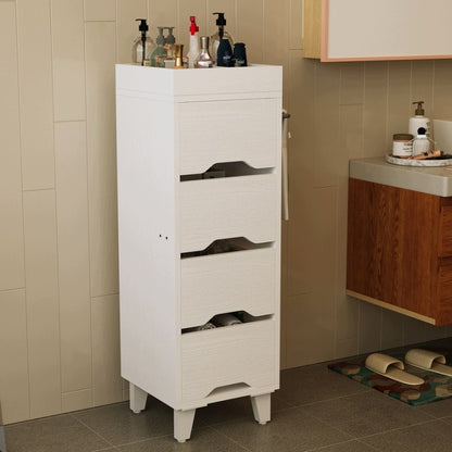 Szafka Łazienkowa Biała 30x30x90 cm 4 Szuflady Organizer Wieszak na Ręcznik