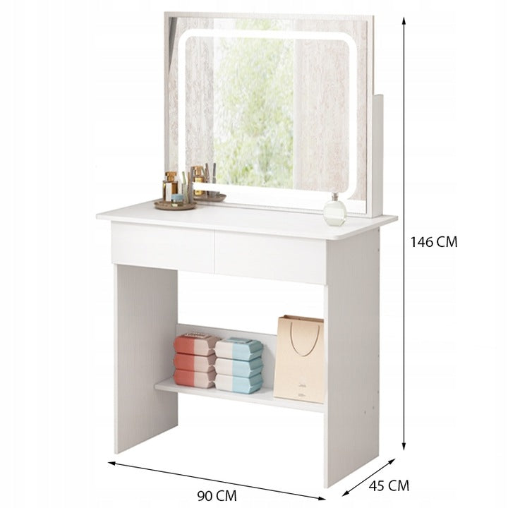Toaletka kosmetyczna z lustrem LED 90 cm