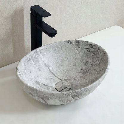 Umywalka nablatowa ceramiczna stawiana 42x34 cm imitacja kamienia okrągła