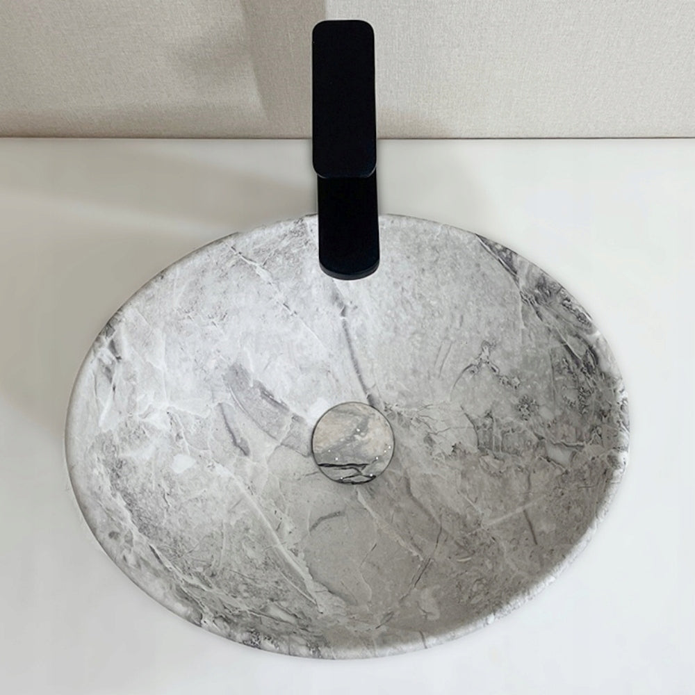 Umywalka nablatowa ceramiczna stawiana 42x34 cm imitacja kamienia okrągła